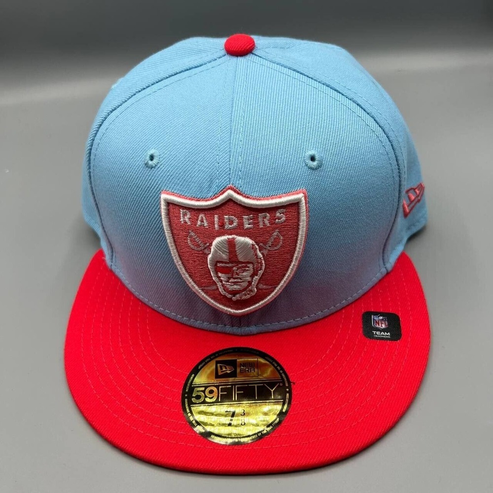 Las Vegas Raiders Hat Men 7 3/8 Blue Red‎ 9Fifty New Era NFL Fitted Cap New